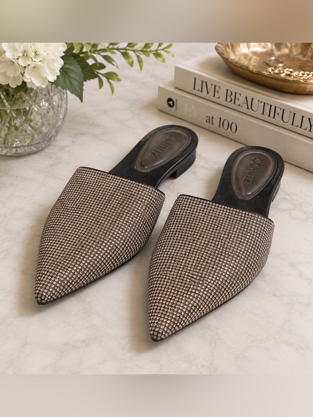 SCHUTZ silver Slip-On Mules size 8.5
